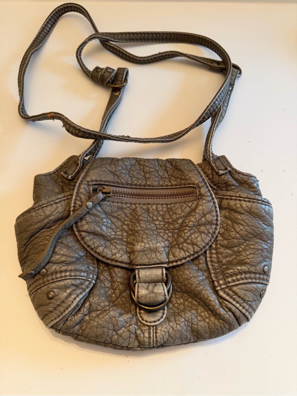 Vintage American Eagle Y2K Grunge Crossbody Bag Grey Distressed Mall Goth Indie